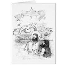 bautismo de Jesús 8x10 greyscale Felicitación