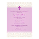 Bautismo del damasco/invitación rosados del bautiz