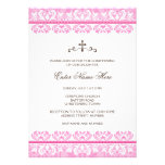Bautismo del damasco/invitación rosados elegantes 