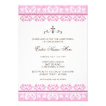 Bautismo del damasco/invitación rosados elegantes 
