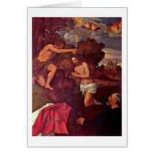 Bautismo del espolón de Cristo Juan por Titian Tarjeta