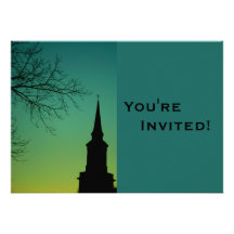 Bautismo personalizado de la aguja de la iglesia invitaciones personalizada