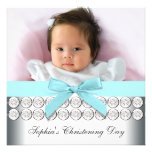 Bautizo azul de la niña de la foto del trullo invitación personalizada
