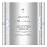 Bautizo azul de plata del bebé anuncios personalizados