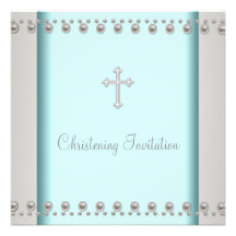 Bautizo azul del bautismo del bebé de la cruz de l invitaciones personalizada