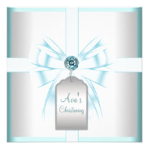 Bautizo blanco del bautismo del bebé azul del trul comunicado personalizado