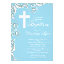 Bautizo cruzado elegante del bautismo del bebé invitacion personalizada