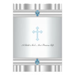 Bautizo cruzado gris y azul de los muchachos anuncio personalizado