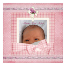 Bautizo de plata blanco rosado del bautismo de la  invitacion personalizada