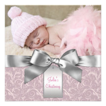 Bautizo rosado y gris de la foto de la niña anuncios personalizados