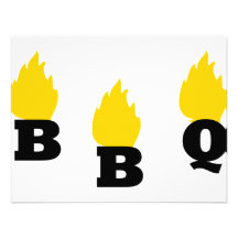 Bbq con el icono de las llamas invitación personalizada