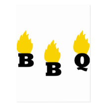 Bbq con el icono de las llamas postal