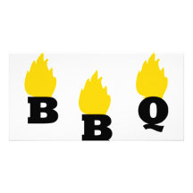 Bbq con el icono de las llamas tarjeta fotografica  