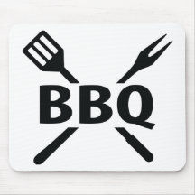 Bbq con el icono de los cubiertos alfombrillas de raton