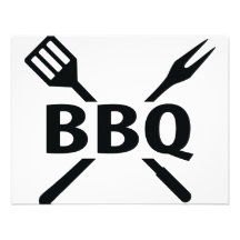 Bbq con el icono de los cubiertos invitaciones personales 