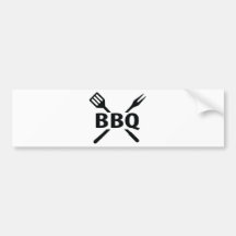 Bbq con el icono de los cubiertos pegatina de parachoque