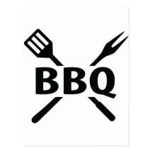 Bbq con el icono de los cubiertos tarjeta postal
