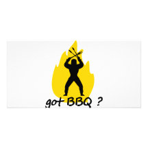 ¿Bbq conseguido? con el icono de la llama Tarjeta Fotografica Personalizada