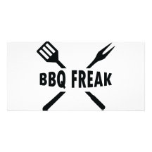 Bbq-Monstruo con el icono de los cubiertos Tarjeta Con Foto Personalizada