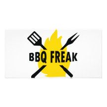 Bbq-Monstruo con el icono de los cubiertos y de la Tarjeta Fotografica