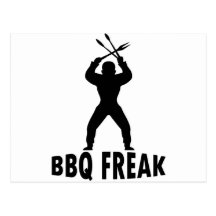 Bbq-monstruo con los cubiertos tarjetas postales