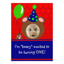 Beary excitó a la fiesta de cumpleaños de la foto  invitacion personalizada