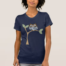 Bebé azul del búho camiseta
