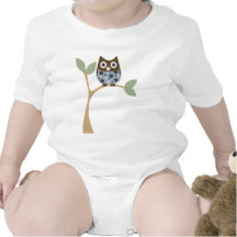 Bebé azul del búho camisetas