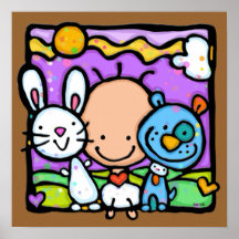 Bebé. Conejito. Perrito. 3 amigos del bebé. Impres Impresiones