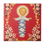 Bebé floral rojo Jesús Azulejo