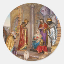 Bebé Jesús de Nazaret llevado en Belén Etiquetas Redondas