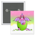 Bebé lindo del dragón en el huevo agrietado - rosa pins