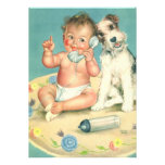 Bebé lindo del vintage que habla en perro de perri anuncios  