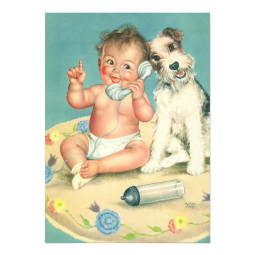 Bebé lindo del vintage que habla en perro de perri anuncios  