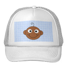 Bebé lindo. Fondo azul del control Gorra