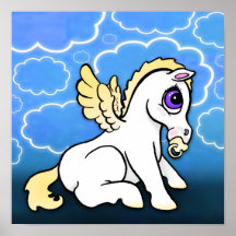 Bebé Pegaso con - amarillo rubio - la impresión bi Poster