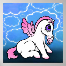 Bebé Pegaso con - rosa - la impresión binky Posters