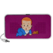 Bebé pelirrojo lindo altavoces de viajar