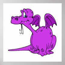 Bebé púrpura lindo del dragón posters