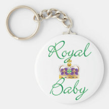 Bebé real con púrpura y la corona del oro llavero personalizado