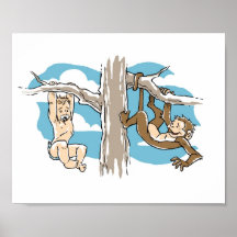 Bebé y mono posters