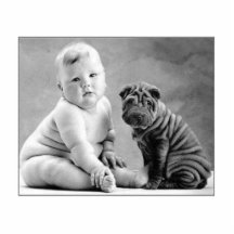 bebé y perro escultura fotografica
