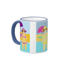 Bebés de la playa del verano taza de café