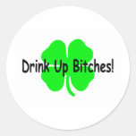 Bebida encima del día del St Patricks de las perra Pegatinas Redondas
