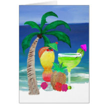 Bebidas tropicales de la playa felicitaciones