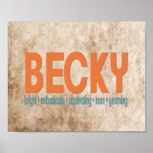 {Becky} impresión conocida del significado Poster