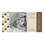 beige de la invitación del nacimiento 8x4 y lunare tarjetas fotográficas 
