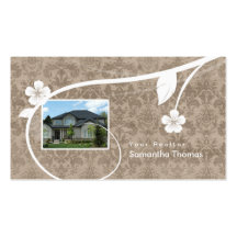Beige floral de la tarjeta de visita del damasco d