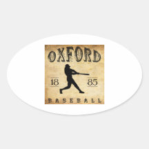 Béisbol 1885 de Oxford Carolina del Norte Pegatinas Ovales