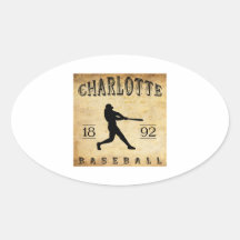 Béisbol 1892 de Charlotte Carolina del Norte Pegatina Óval Personalizadas